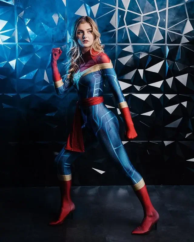 Erwachsene Kinder Halloween Carol Danvers Cosplay Kostüm Weibliche Superheld Zentai Anzug Frau Mädchen Bodysuit Partei Overalls