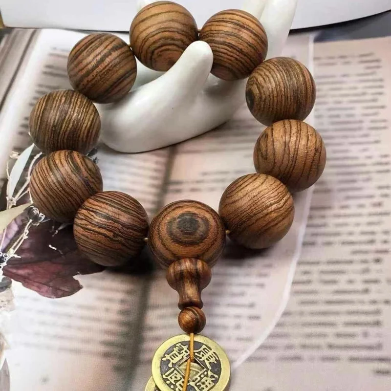 

Tiger Skin Sandalwood Men, Couple's Wooden Buddha Bead Bracelet, Old Material Prayer Beads, Gift for Me