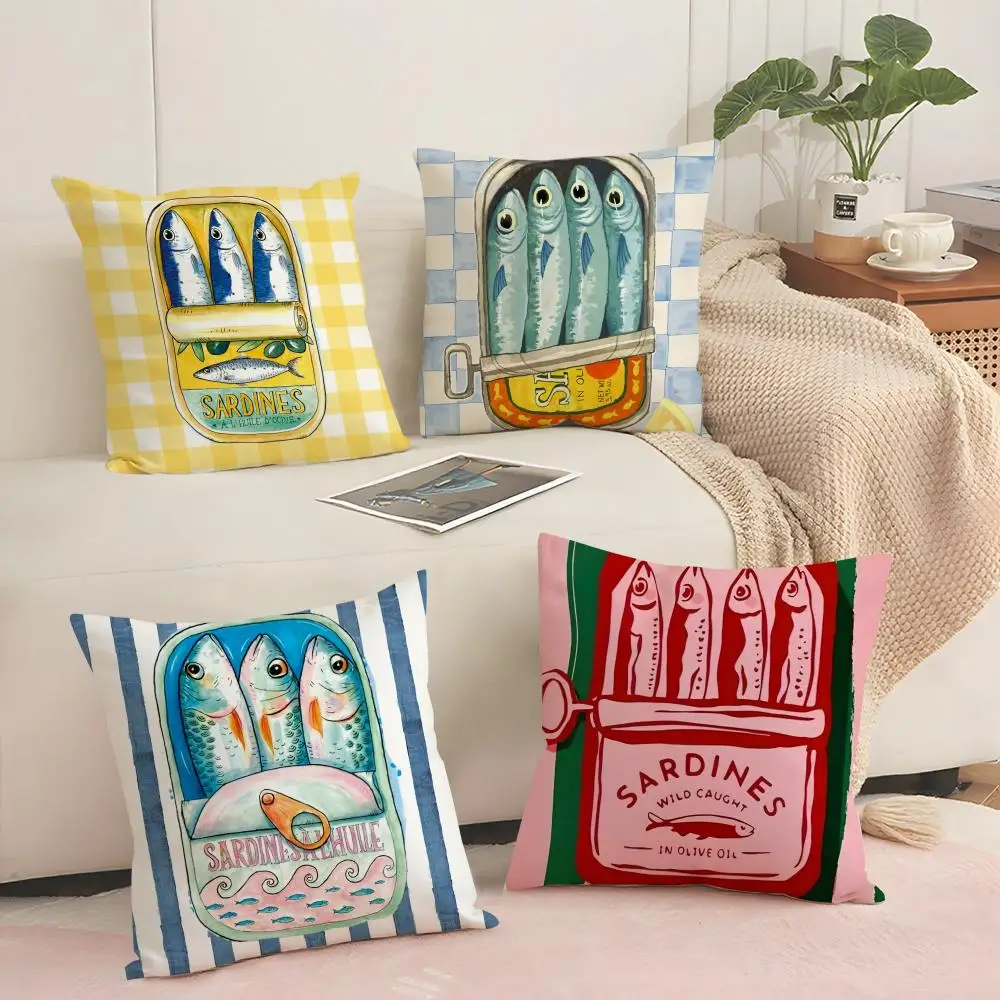 Sardine Can Cushion Cover Soft Short Plush Pillow Cover Smooth Cozy Texture Aesthetic Cushion Case Home Decor