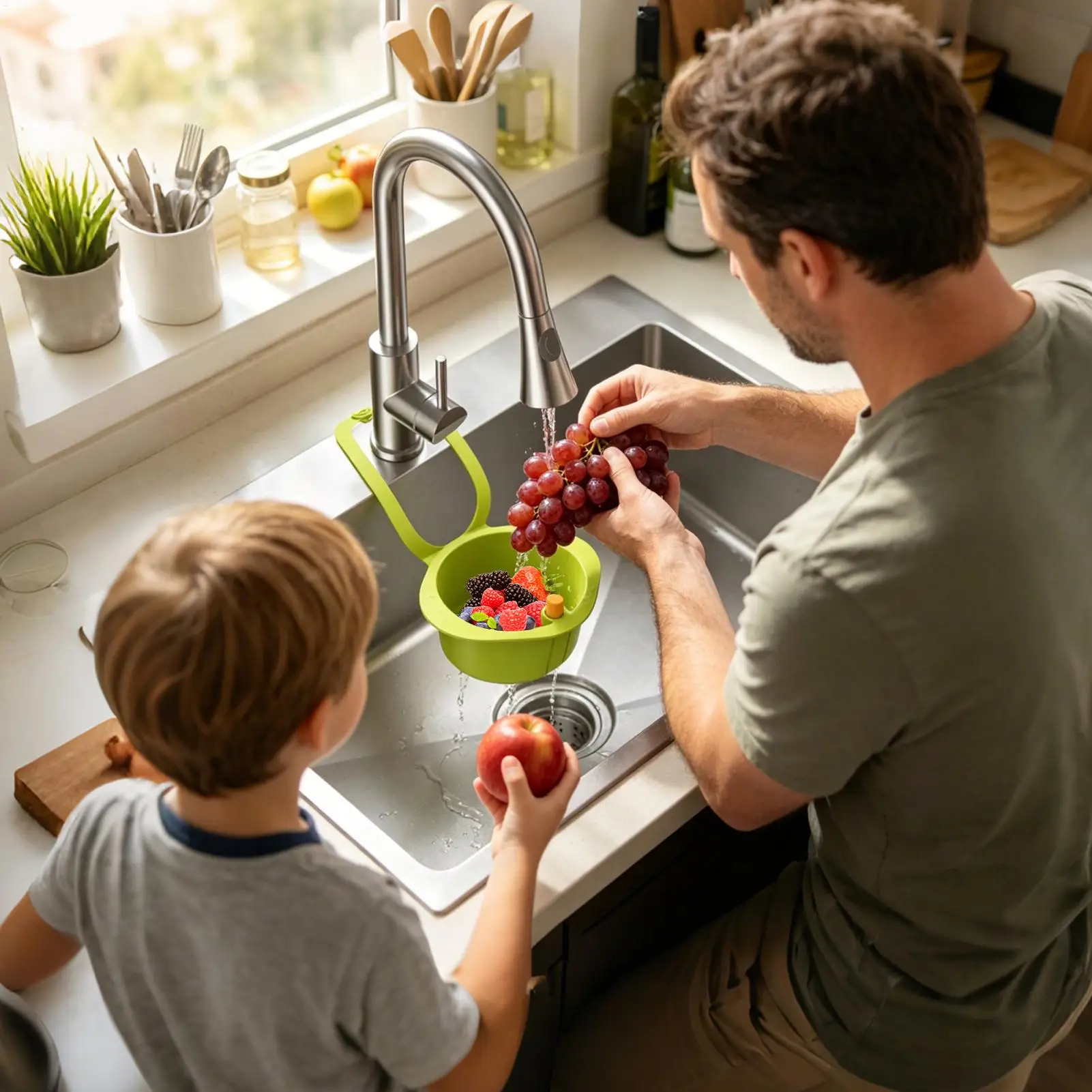 Multifunctional Kitchen Sink Strainer Basket, Anti-Clog Drain Mesh Removable Filter For Food Waste, Pasta & Soup R esidue, Hair