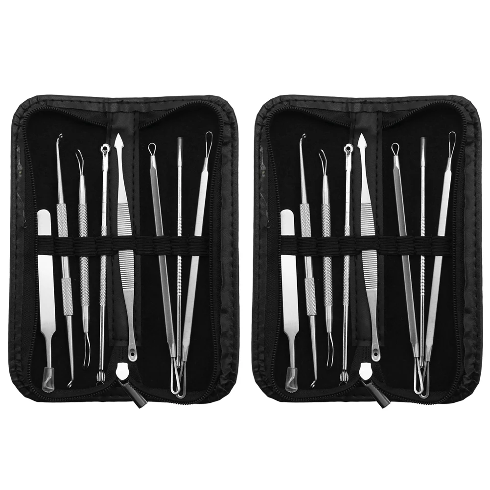 M14K-16X Professional Black Head Remover Tool Kit Stainless Steel Blackhead Acne Comedone Pimple Blemish Extractor