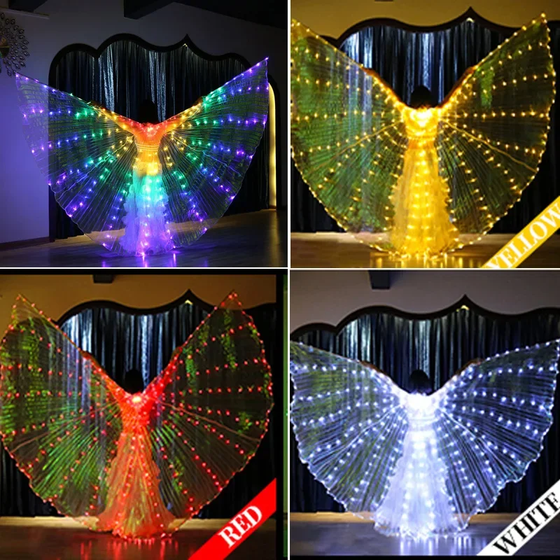 LED Fairy Wings Cloak Adult Children Dancers Colorful Luminous Butterfly Wings Belly Dancing Performance Stage Party Photo Props