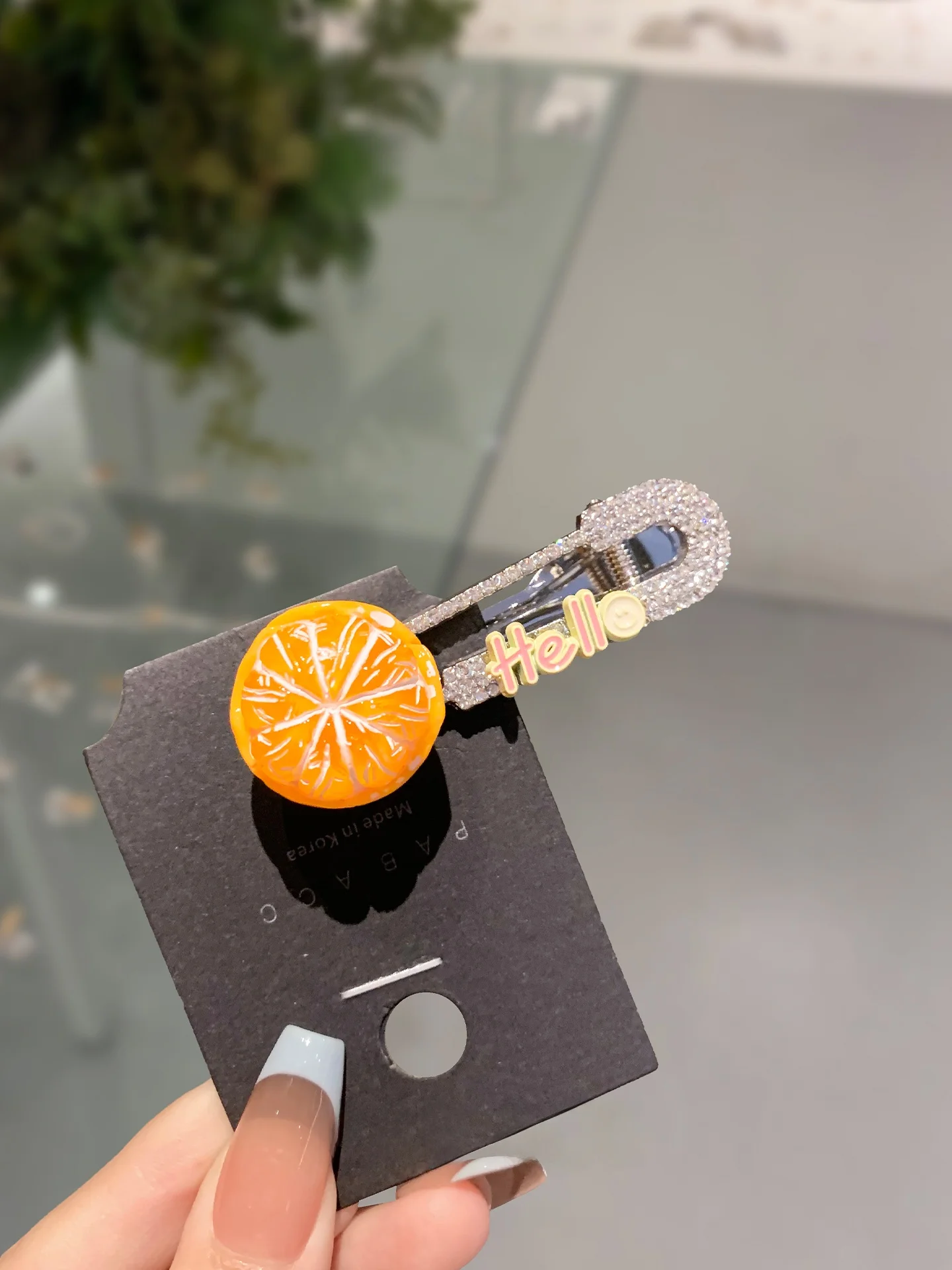 presilha-de-cabelo-bico-de-pato-com-desenho-de-fruta-laranja-e-diamantes-brilhantes-acessorio-de-cabelo-em-liga-metalica-banhada-a-prata-e-ouro