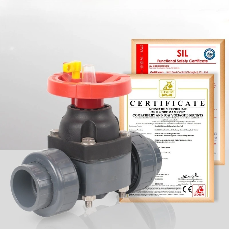 1PC I.D 16~63mm UPVC Double-Union Limiting Diaphragm Valve Aquarium Fish Tank Accessories Garden Irrigation Pipe Adapter Joints