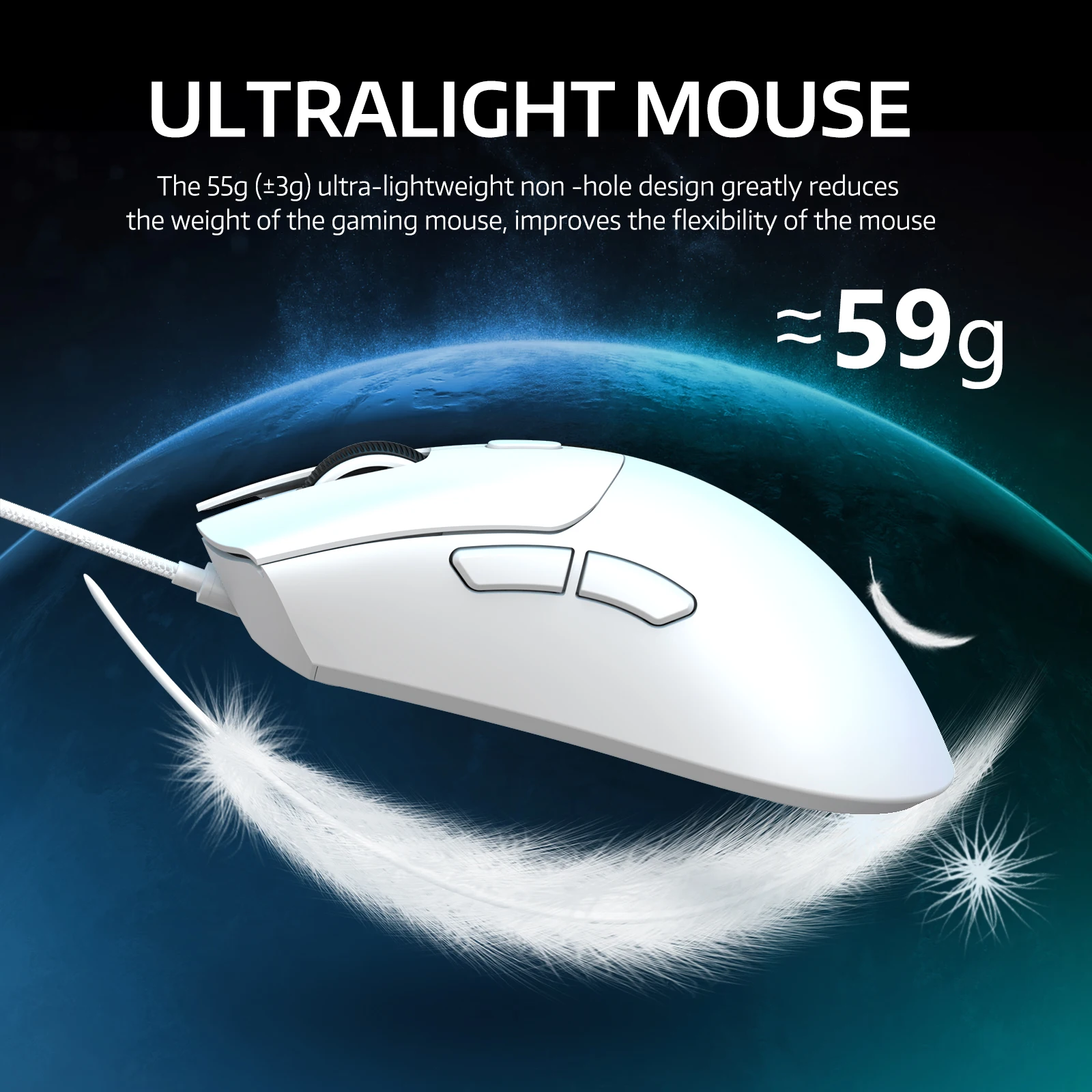 ATTACK SHARK R1 Wireless Gaming Mouse,Tri-Mode Connection (2.4G/Wired/BT5.2),55g Lightweight,18K DPI Optical Sensor,HUYU 20 Mill