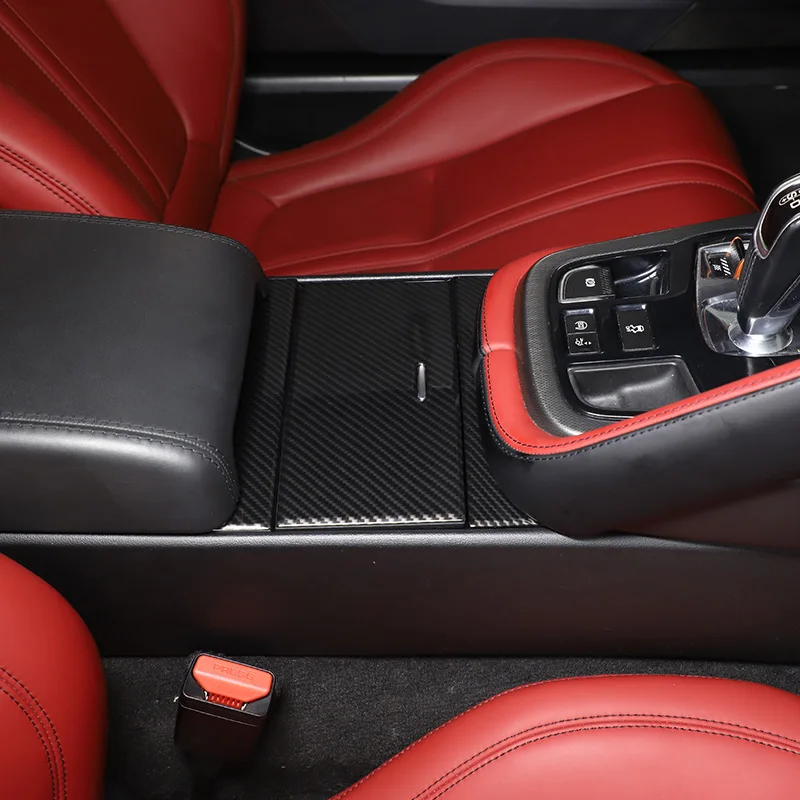 ABS Carbon Fiber/Matte black For Jaguar F-TYPE 2013-2024 Center Console Storage Box Panel Cover Trims Sticker Car Accessories