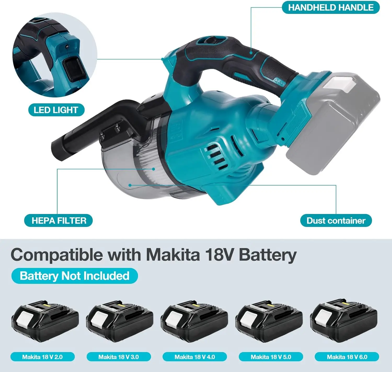 Portable Cordless Electric Vacuum Cleaner Multi-function Dust Carpet Clean Machine For Makita 18v Battery