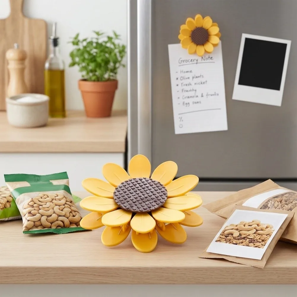 10 Pack Magnetic Chip Clips with Flower Design for Sealing Snack Coffee Bags and Mounting Lightweight Items on Metal Surfaces