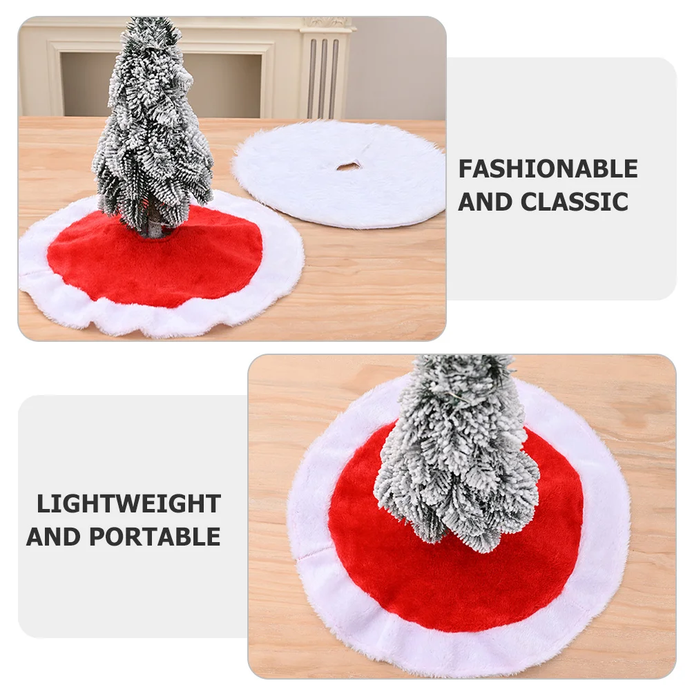 

2pcs Mini Christmas Tree Skirt Mat For Small Tree Bottom Farmhouse Holiday Decor Party Supply Festival Ornament
