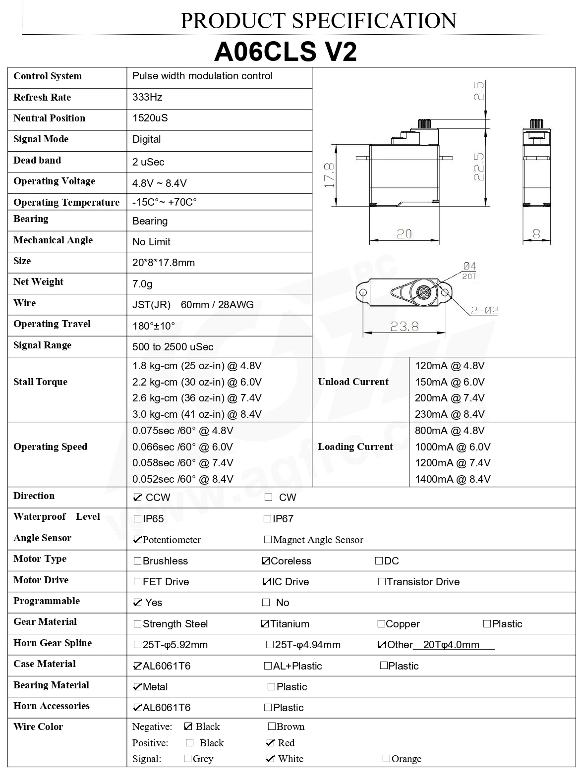 Agfrc a06cls v2 6g Titan getriebe 3,0 kg supers chn elles programmier bares Mikros ervo für Mini Auto glr gla mrz Flugzeug – Detail 4
