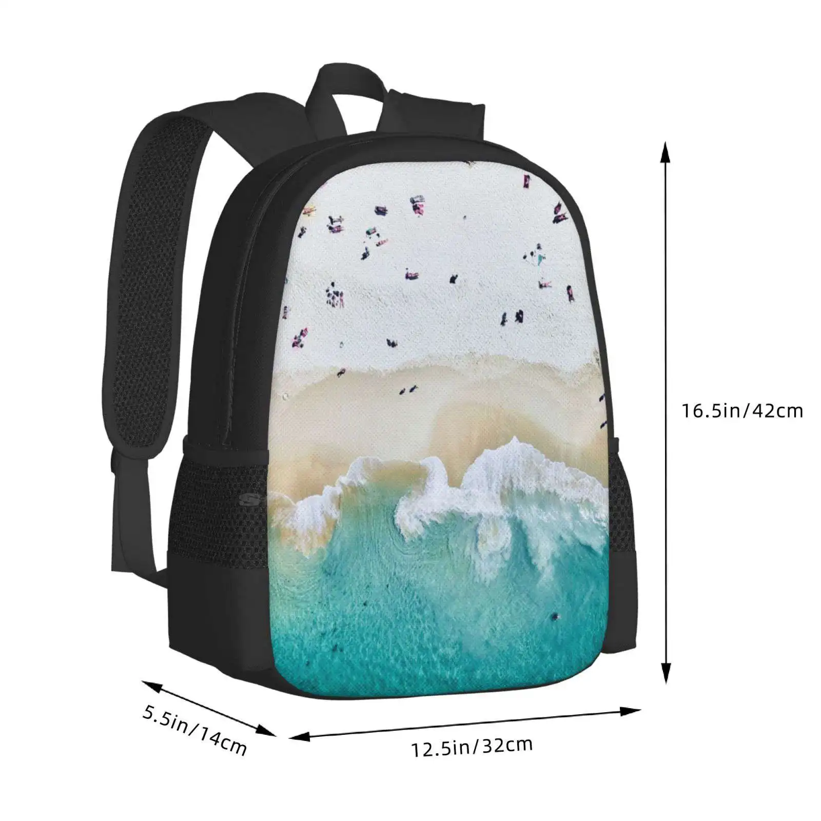 Mochila de diseño con estampado 3D de Vibes de verano, bolsa de estudiante, playa de arena, Vibes de playa, olas de vida, surfista, Playa Bondi