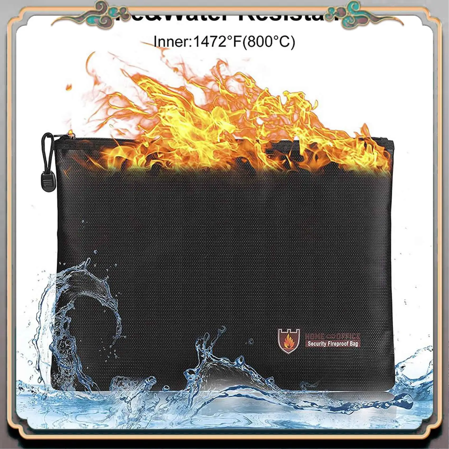 A46M-2X Feuerfeste Dokumententasche, wasserdichte und feuerfeste Dokumententaschen, feuerfeste Geldtasche für A4-Dokumentenhalter