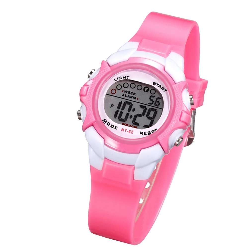 Orologio luminoso impermeabile per bambini rosa Orologio elettronico creativo per bambini Regalo di compleanno Studenti di moda Guarda il regalo di compleanno