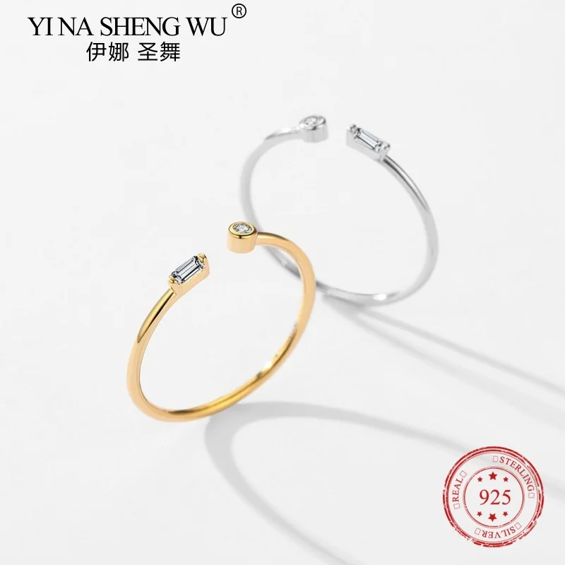 خاتم إصبع ذهبي 14 قيراط قابل للتعديل للنساء ، فضة إسترليني حقيقية ، بسيطة رقيقة ، شفافة ، مجوهرات زفاف ، هدايا في عيد الحب #3