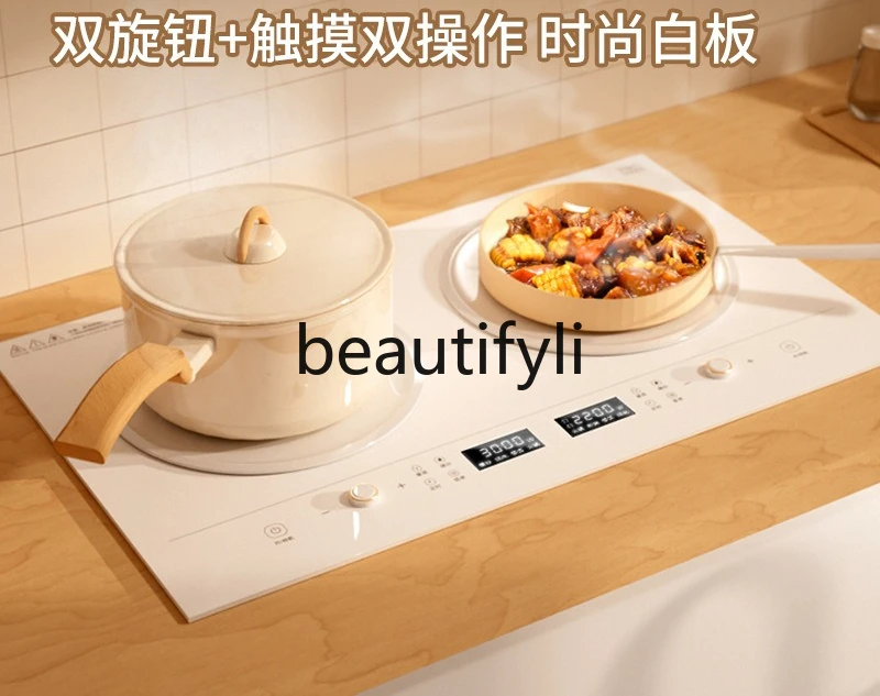 

Household electromagnetic stove, double stove, embedded shallow plate anti-skid pot, high power, double stove