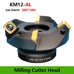 LIHAOPING 45 Degree KM12 Black Face Milling Cutter Head 50 63 80 100mm CNC Machine SEKT1204 Carbide Insert Tools for Aluminum