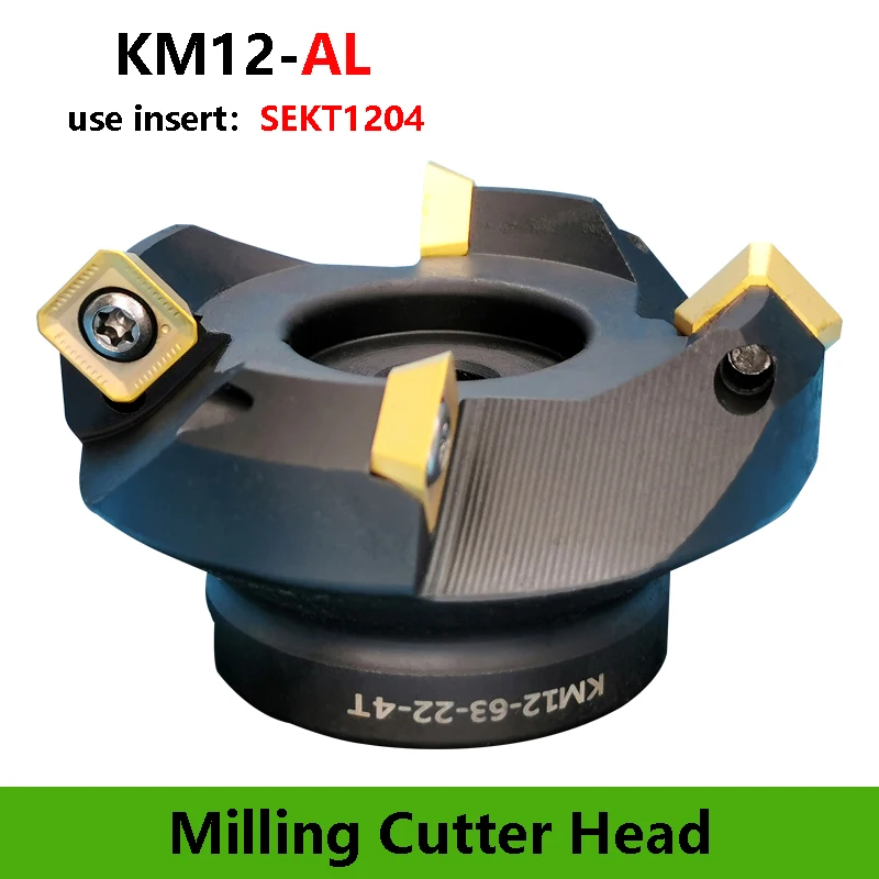 LIHAOPING 45 Degree KM12 Black Face Milling Cutter Head 50 63 80 100mm CNC Machine SEKT1204 Carbide Insert Tools for Aluminum