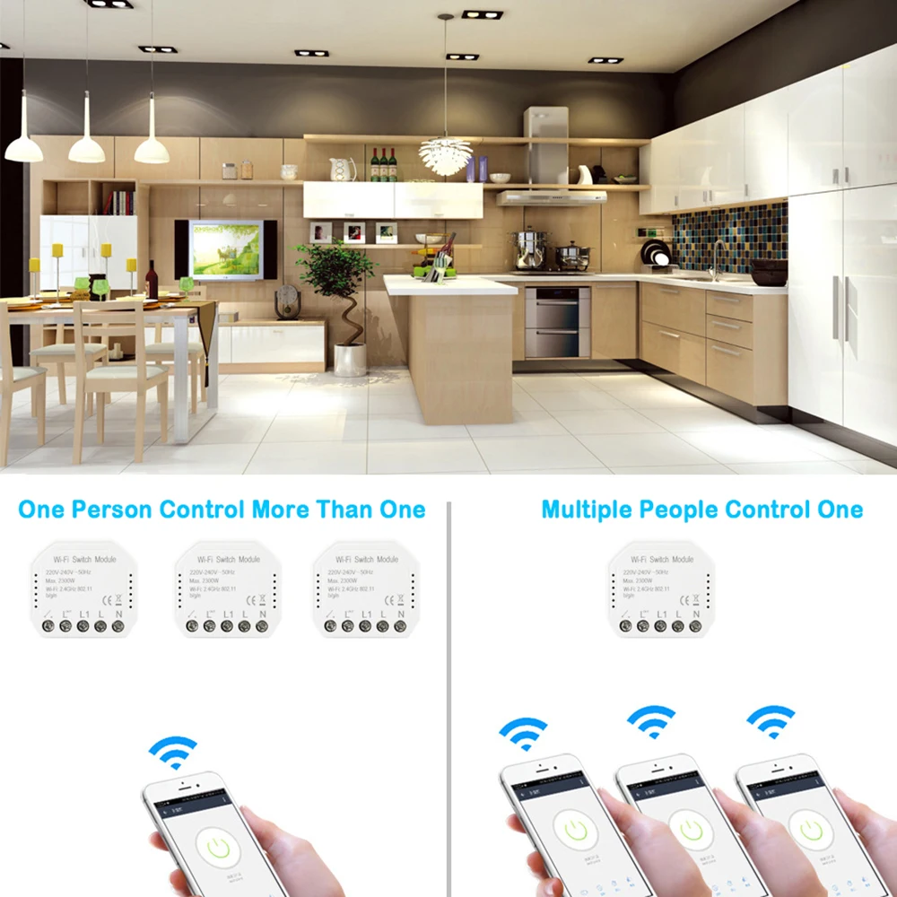 Interruptor inteligente WiFi, interruptor de luz táctil de pared inteligente, módulo de automatización del hogar, Control remoto inalámbrico, funciona con Alexa Echo Home