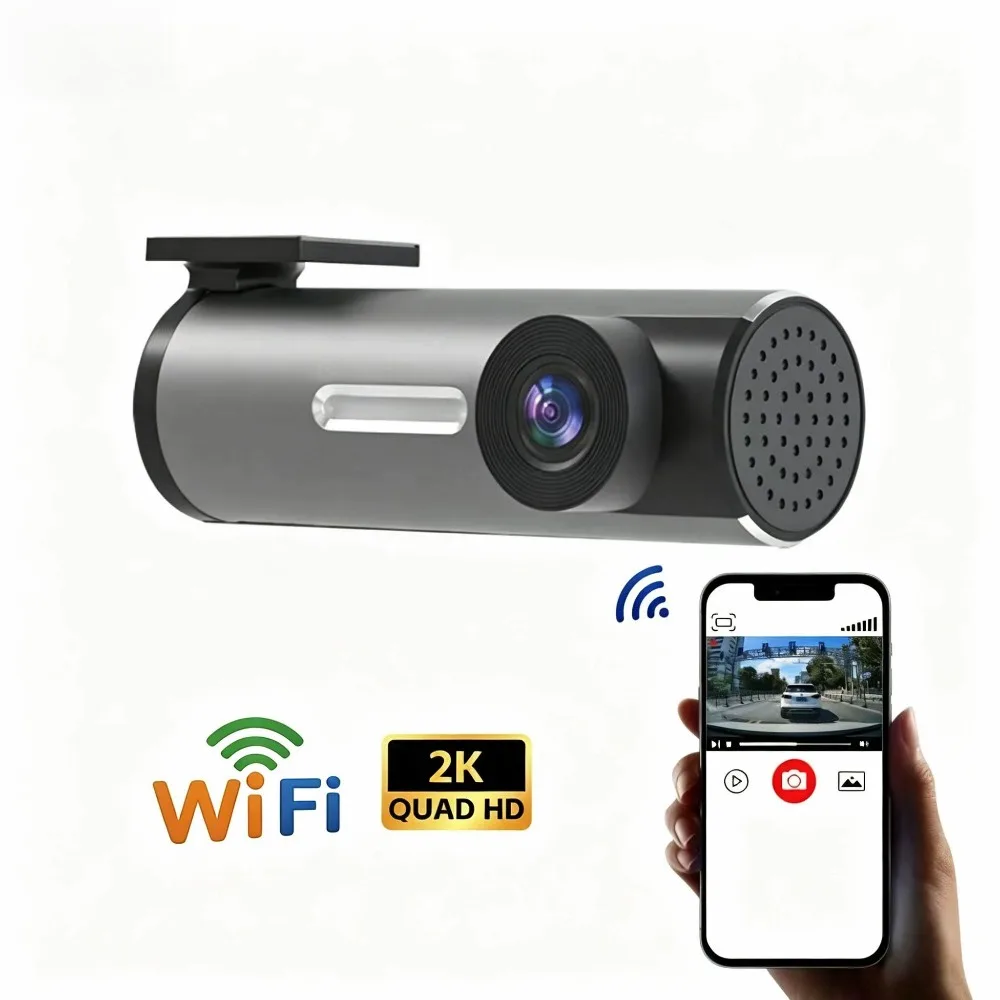 Lipstick Shape Dash Cam, WiFi Wireless Smartphone Connection, 2K/1080P Full HD Night Vision Car Camera, WDR & Loop Recording
