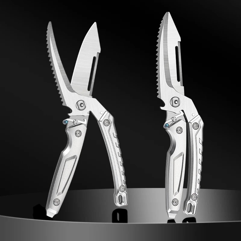 Multifunctional Heavy Duty Kitchen Shears, Stainless Steel Sharp Scissors, Ideal for Cutting Poultry, Fish, Meat and Bones