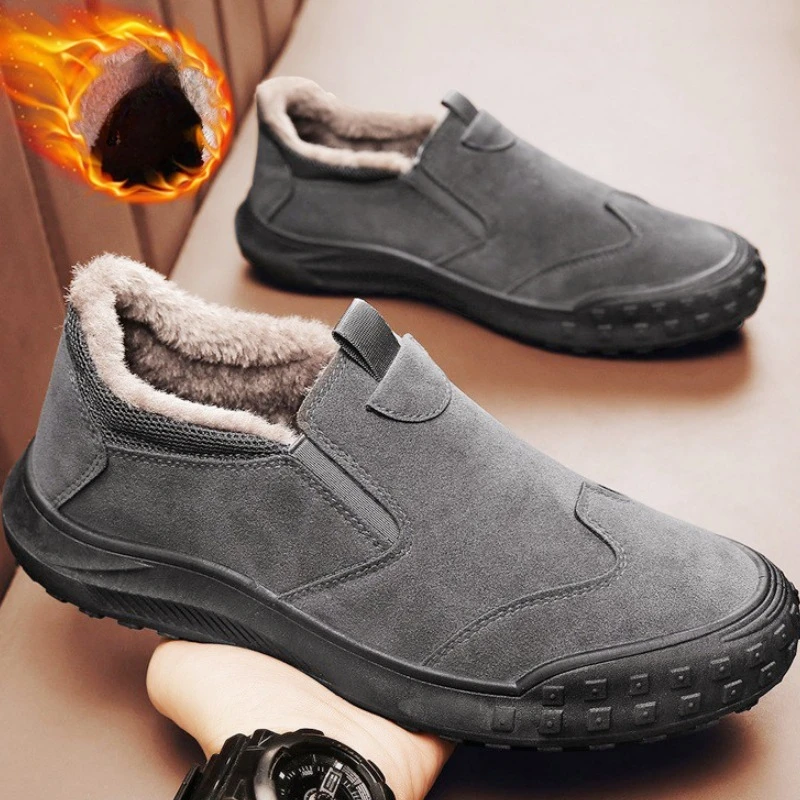 

Fleece casual shoes, one-footed large size men's autumn and winter shoes, men's fashion sports driving work shoes men boots