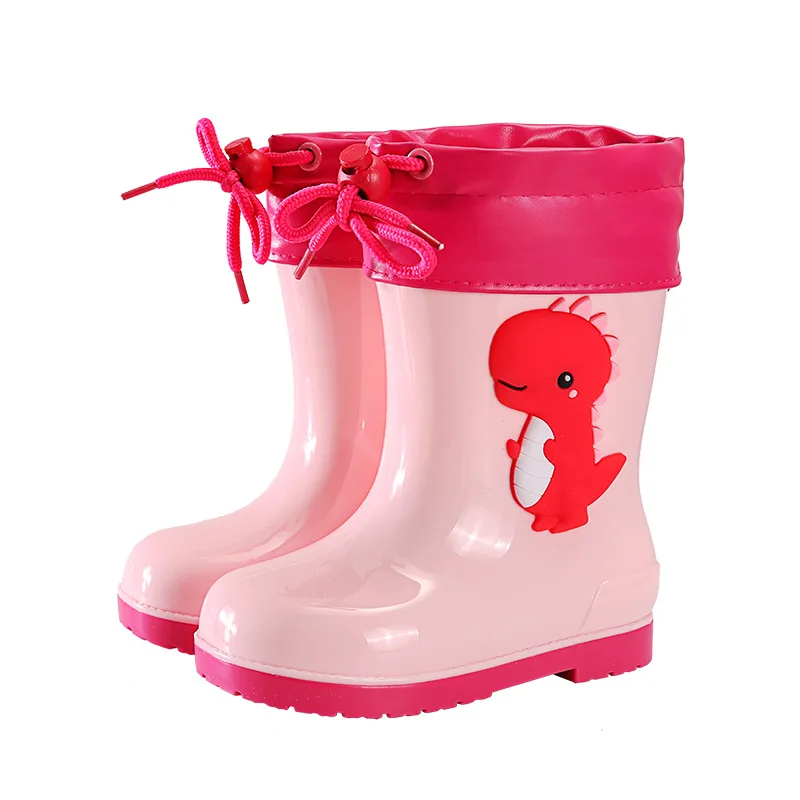 New Children PVC Cute Cartoon Rain Boots Waterproof Boys Girls Non-slip Rainboots Water Shoes Wellies Boots For Kids