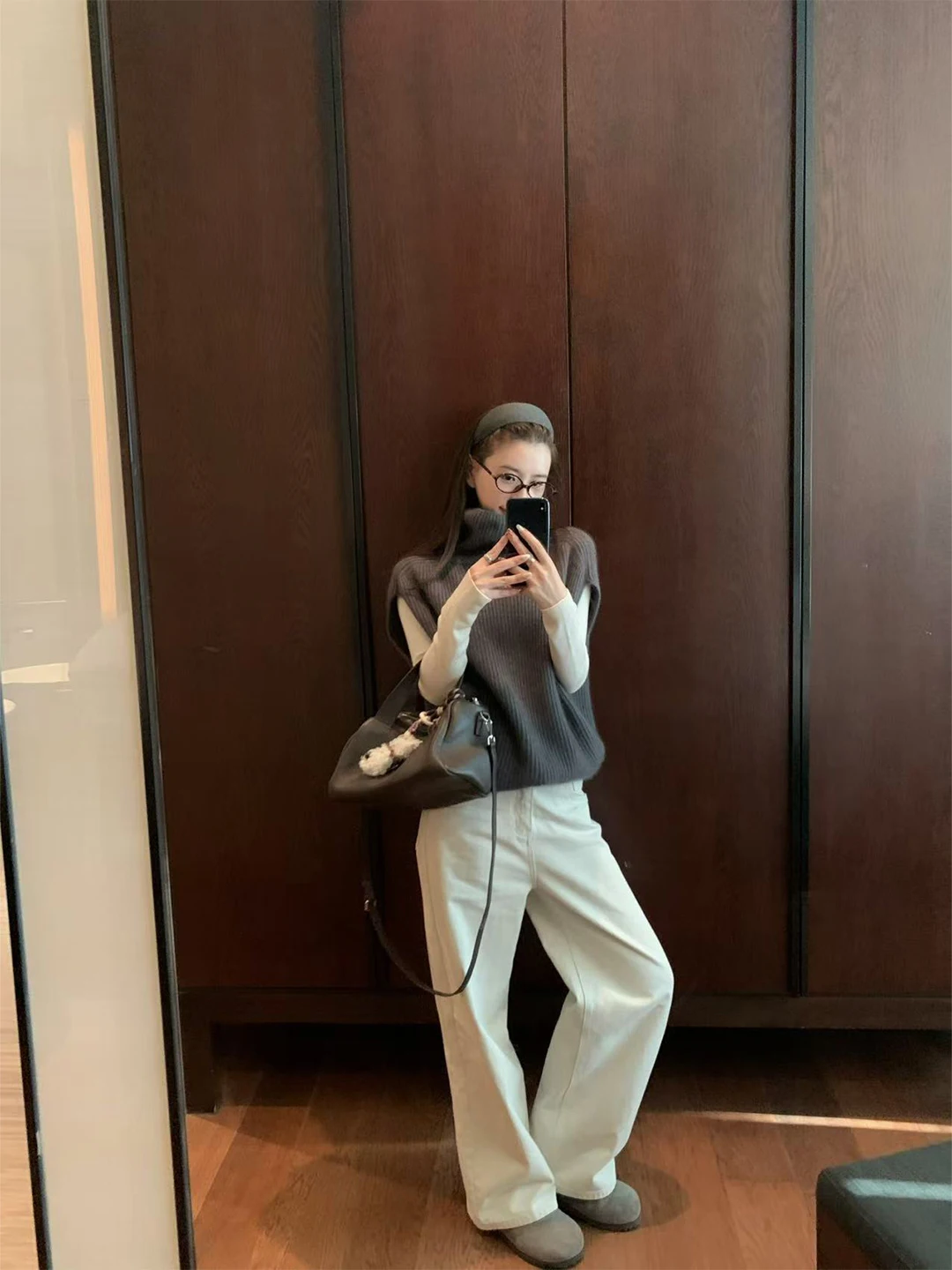 

Женский вязаный жилет Dazaige из высококачественной овечьей шерсти, свободный крой, осень-зима 2025, для повседневной носки, с высоким воротником, однотонный