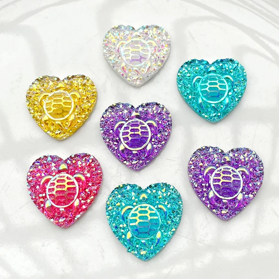 25mm kształt serca żółw AB kolor płaski tył Rhinestone DIY rodzime kolczyki akcesoria dekoracyjne biżuteria odzież Rhinestone