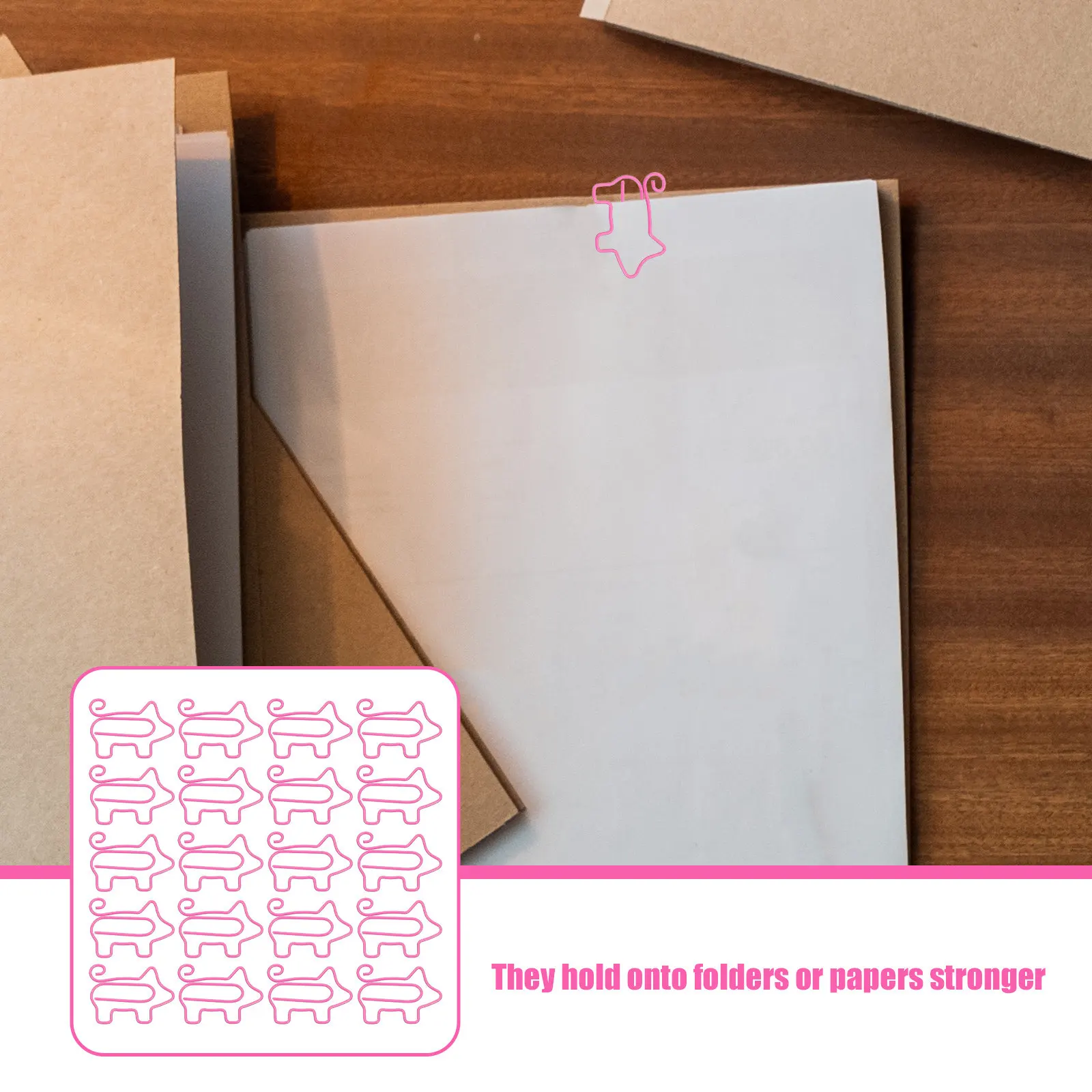 

50Pcs Premium Iron Pig Shaped Clips Rust Resistant Smooth Edge Paper Fasteners for Office Study Pink Metal Paper Clips