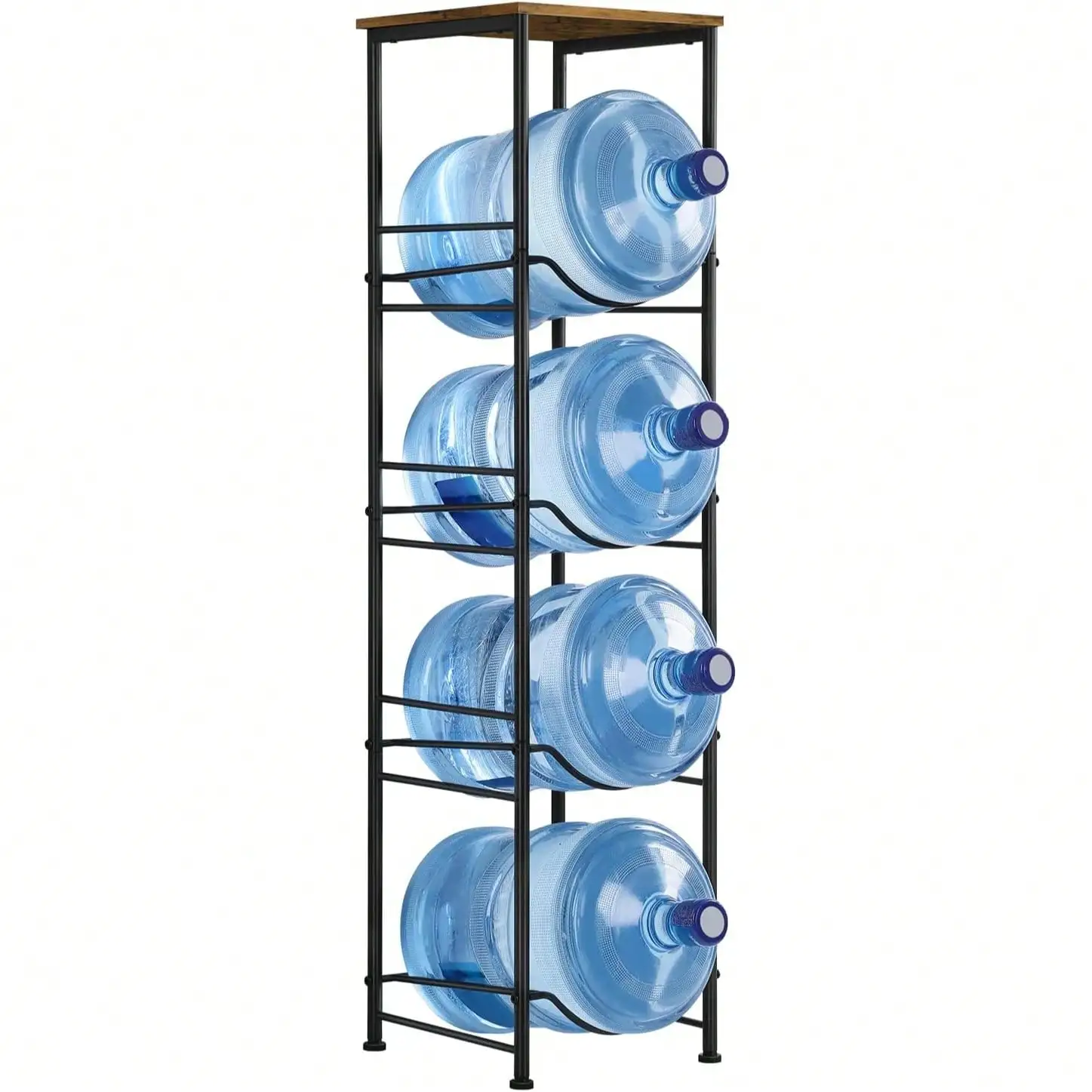 

Держатель для 5-галлонных бутылей с водой, сверхпрочный, 4-ярусный, с полками для хранения, съемная подставка для 5-галлонных бутылей с водой.