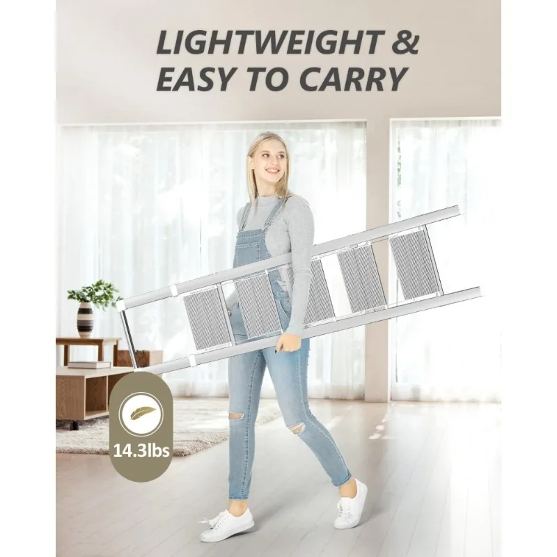 سلم ذو 5 خطوات، مقعد قابل للطي، سلم أبيض قابل للطي لسقف عالي 10 أقدام مع قوي عريض مضاد للانزلاق - توصيل مجاني #5