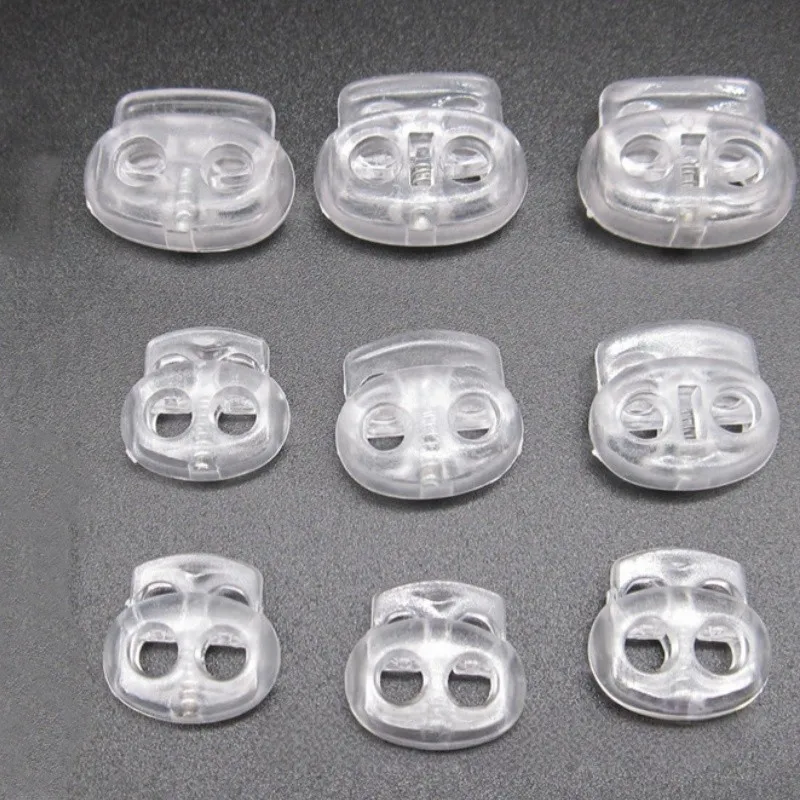 63 pcs 20mm Toggle Cord Fasteners for Bag String Clips, Universal Drawstring Fit, Transparent Plastic