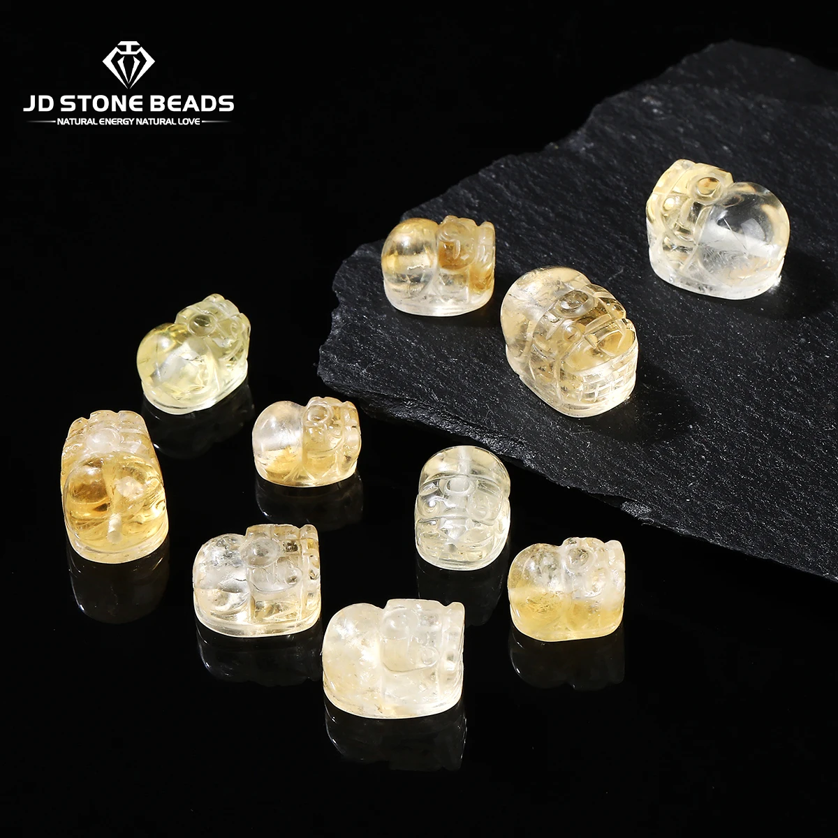 

1 Pc Natural Stone Citrine Carved Wealth Lucky Pixiu Bead With Hole Charms for Jewelry Making Diy Necklace Bracelet Accessory