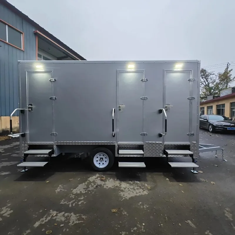Portable ADA Restroom Trailer, Luxury Toilet Shower Combo with Heat AC, for Weddings Emergency Film Sites