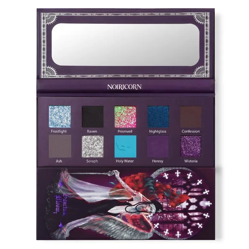 NOIRICORN 10 Shades Eyeshadow Palette Matte Metallic Glitter Gothic Smoky Eye Makeup Chameleon Eyeshadow