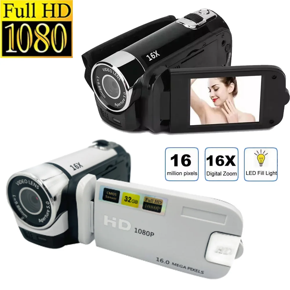 

32GB 2.7''Rotatable Screen1080P Digital Camera 16X Zoom16MP Video Camcorders HD Recorder Vlogging Cam With Fill Light Gifts