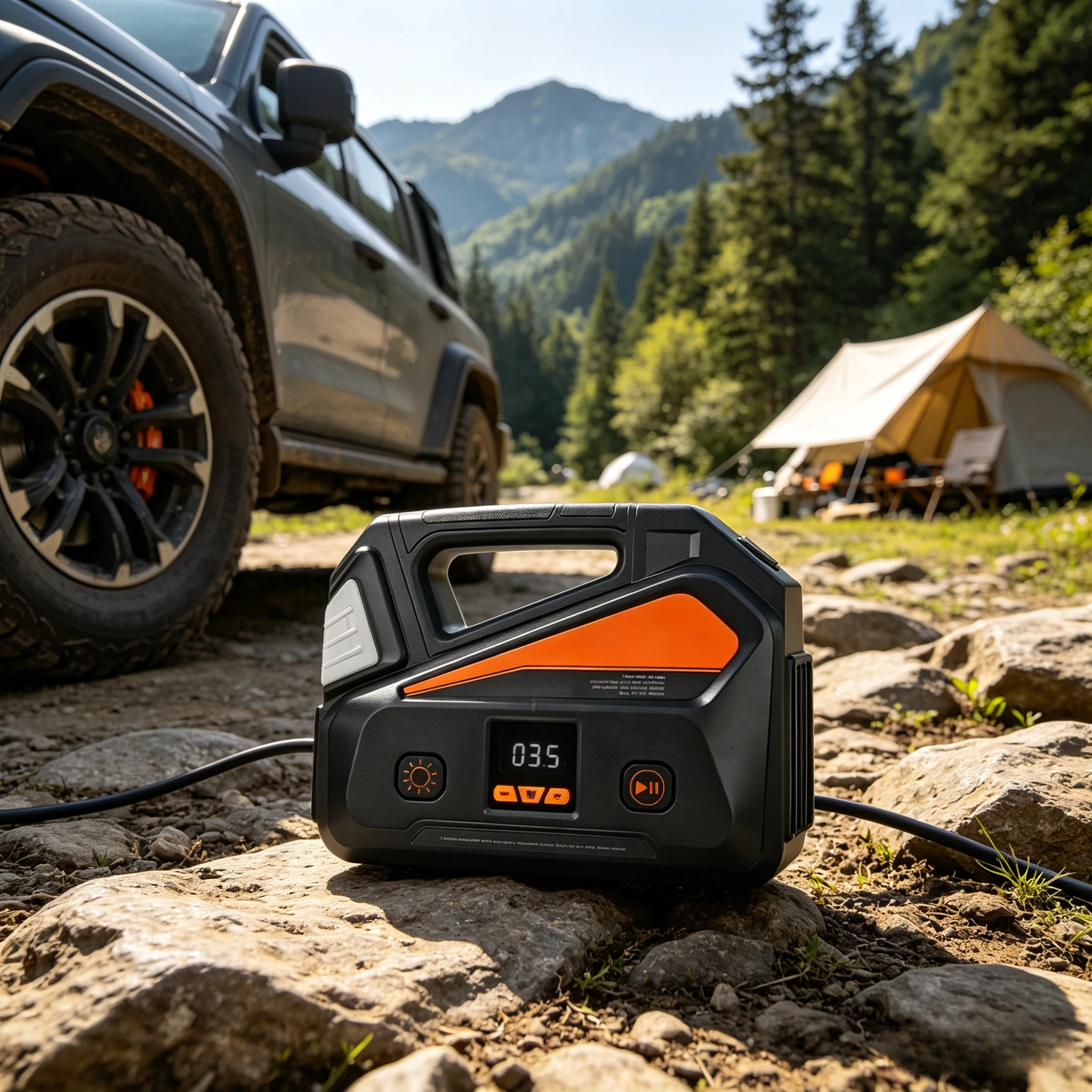 Single Cylinder Heavy Duty Tire Inflator DC12V AC120V 230V 120W Digital Pressure Gauge Plastic Emergency Vehicle Air Pump