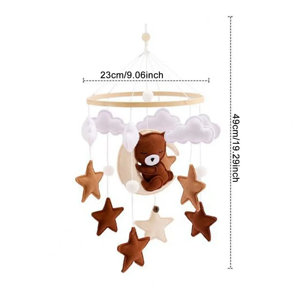 Handgemaakte babymobiel Handgemaakte vilten babybedjemobiel met slapende beer Wolken Sterren Kinderkamer Decor voor jongens Meisjes voor baby's
