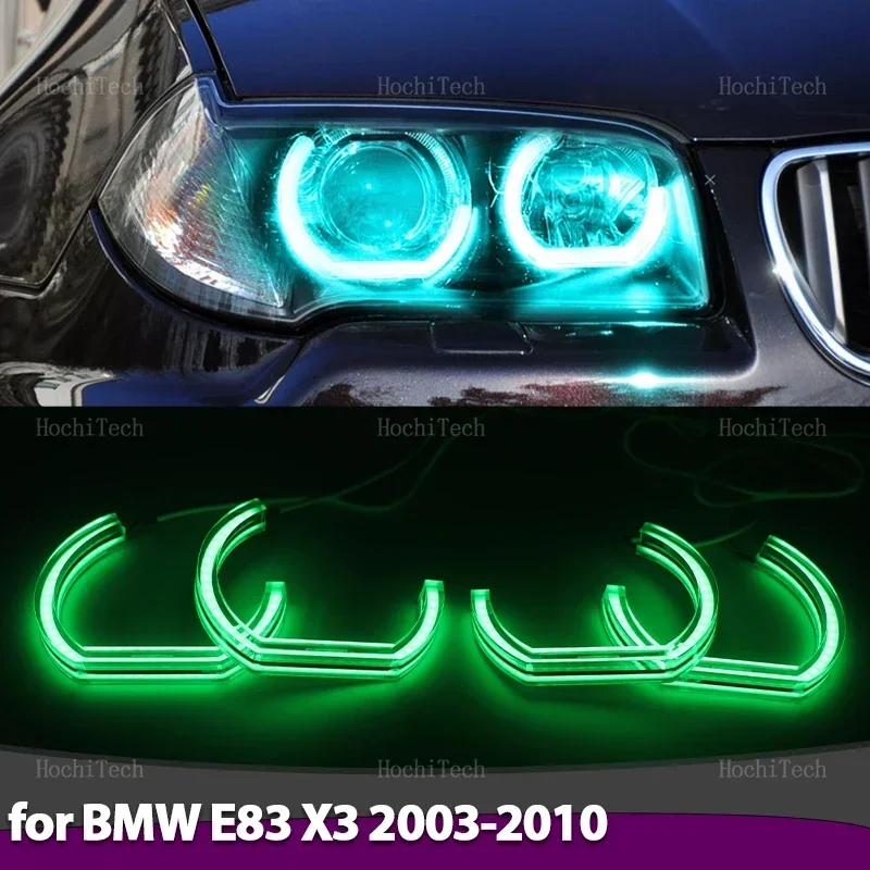 RGB Multi-colored App control LED Headlight Angel Eyes Ring Lamp kits headlight upgrade for BMW E83 X3 2003-2010