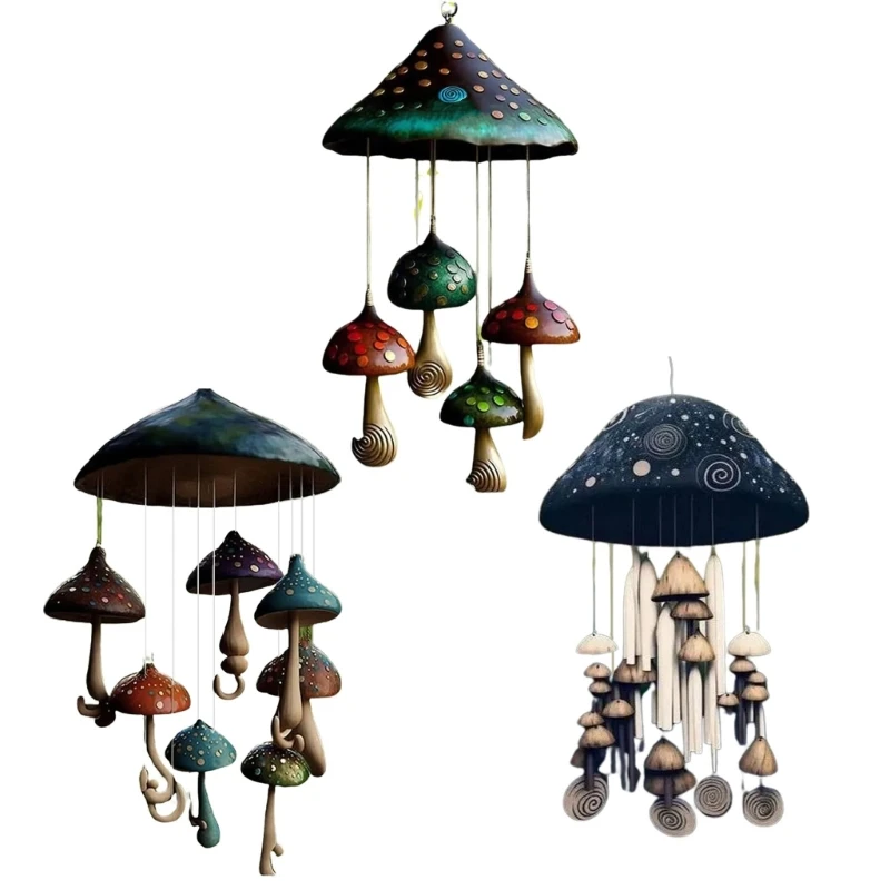 

Traditional Resin Mushroom Wind Chimes Outdoor Garden Decoration Hang Pendants