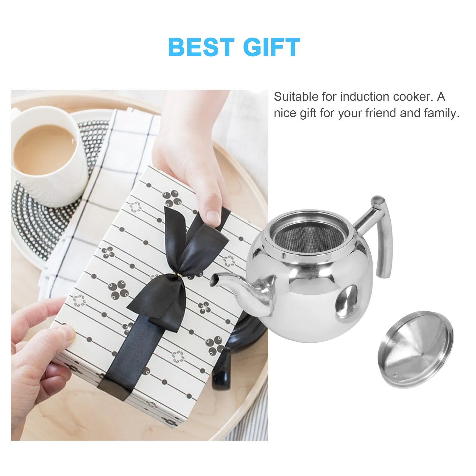 

1pc Large Capacity Stainless Steel Water Kettle For Home Office Use Thickened Heating Teakettle Anti-Scald Coffee Tea Pot