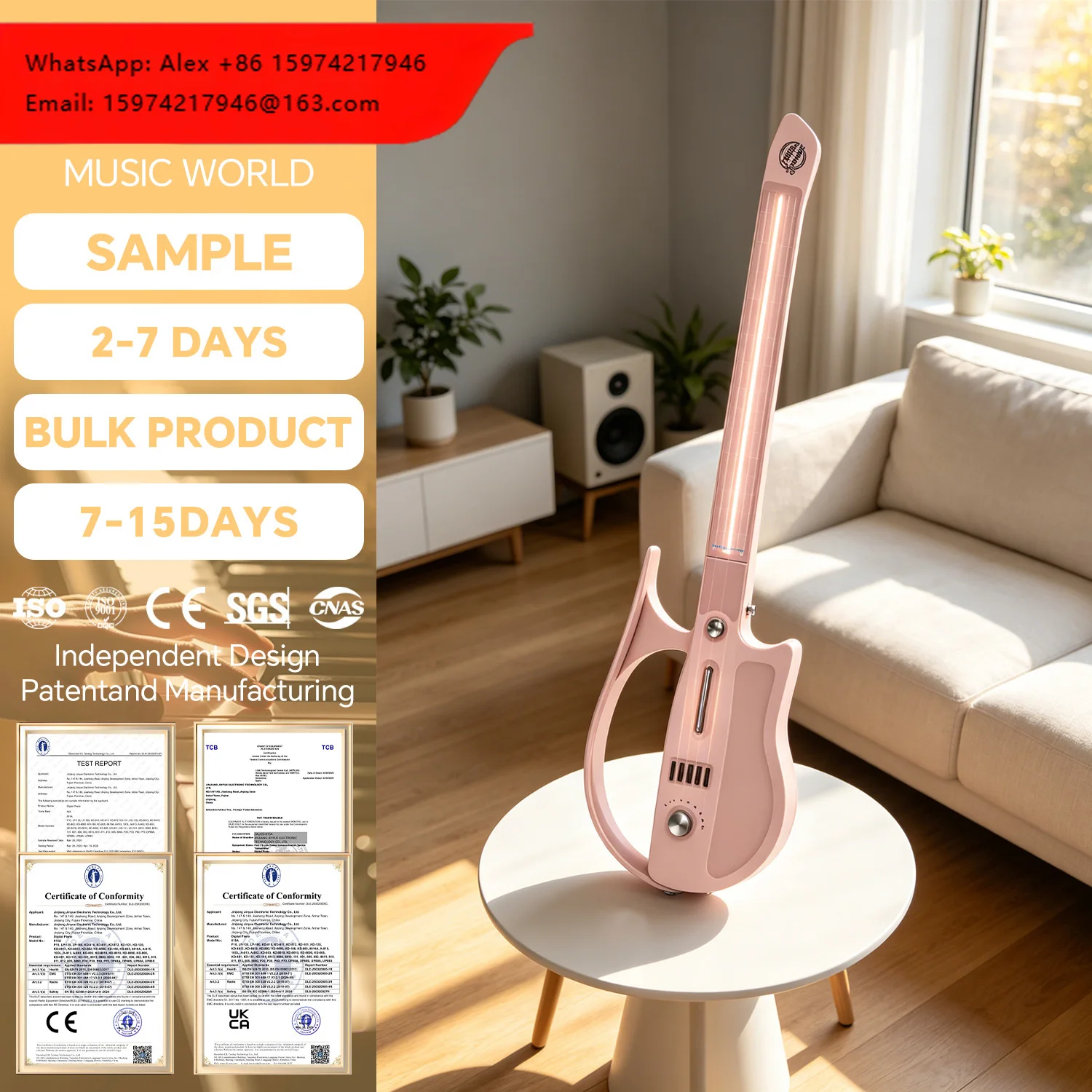 Guitarra Eléctrica, Guitare Basse, Material ABS N.1, Guitarra Electroacústica sin Cuerdas, Acompañamiento para Principiantes, Amantes de la Música