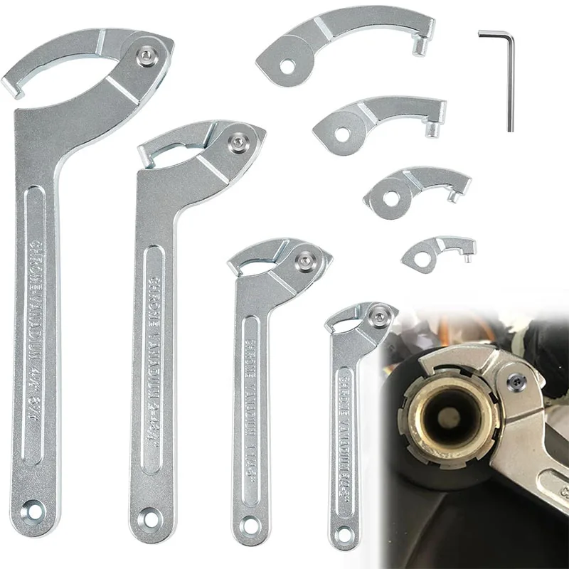 9 Pack Adjustable C Spanner Hook & Pin Spanner Wrench Tool, Coilover Hook Wrenches for Suspension System Collar, Nut Adjustment