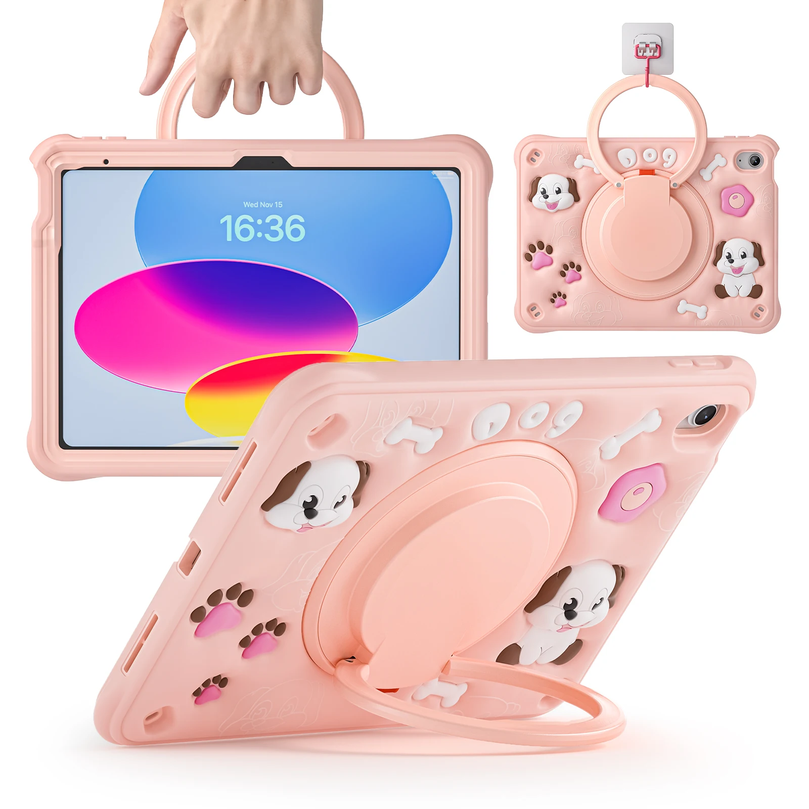 Kids Cartoon Hybrid Case For iPad A16 2025 11th 10.9 2022 10th 10.2 2019 2020 2021 7th 8th 9th Gen. Rotatable Handle Grip Cover