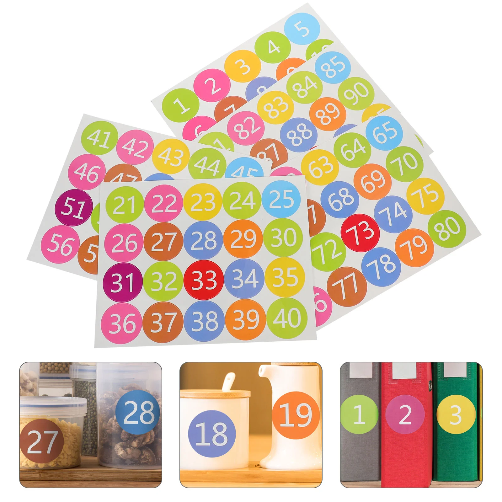 

100 Pcs Universal Label Number Labels Adhesive Colored Dot Stickers Classification Circle for Classroom Line up Floor Office