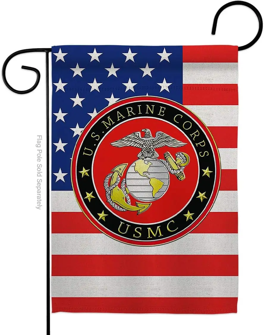 US MILITARY USMC Semper Fi Marine Corps Flag Armed Forces Double-Sided Lawn Decoration Gift House Garden Yard Banner United Stat