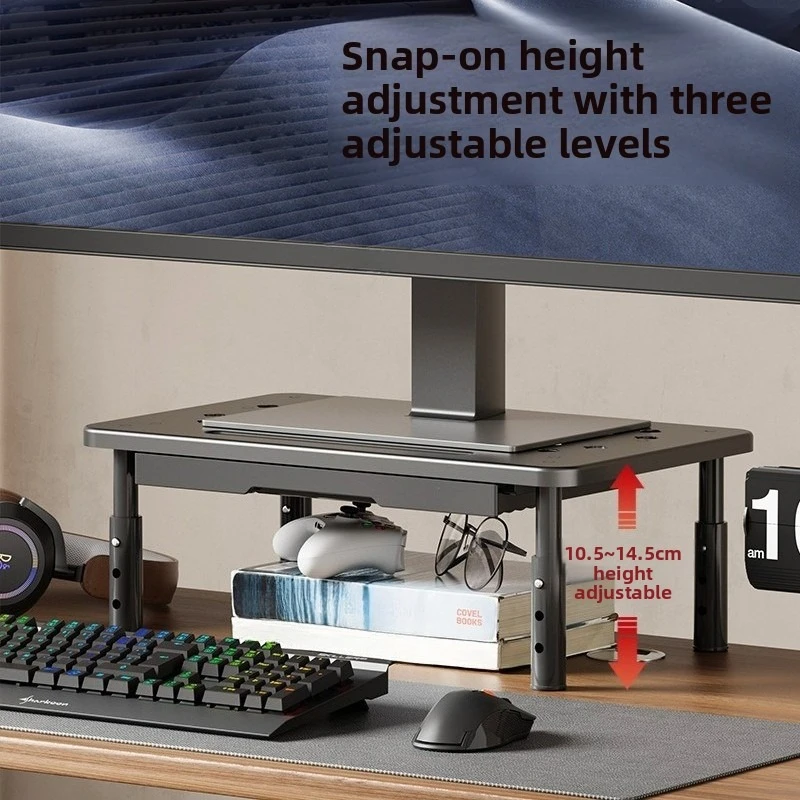 Monitor Heightening Rack Computer Desktop Screen Holder Raised Desktop Storage Base Desk Storage with Drawers