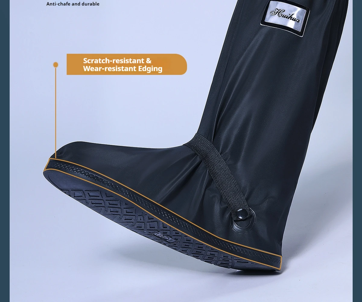 1 Paar Regenstiefel, hohe Schuhüberzieher, 42 cm hoch, strapazierfähig, wasserdicht, Schuh-Schutz, dick, rutschfest, für den Außenbereich. – Detail 13