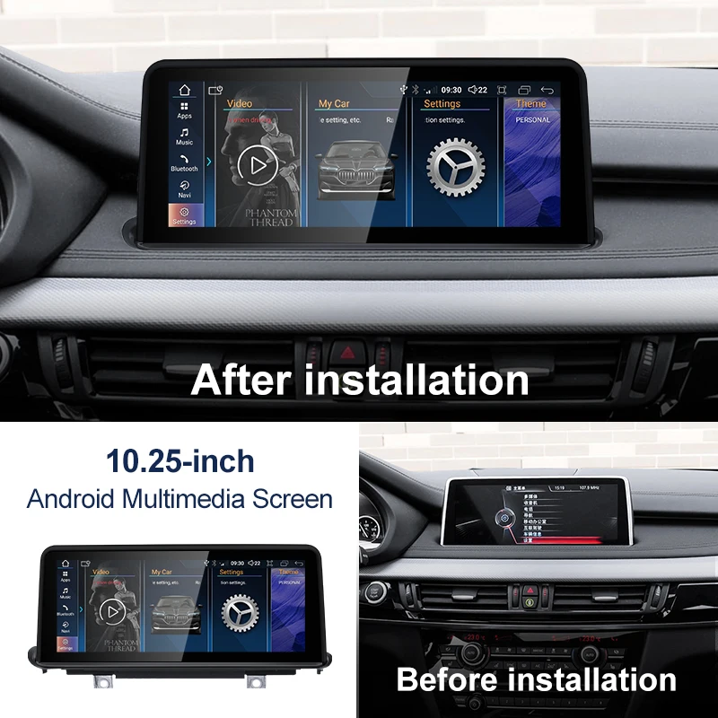 Android 13 10,25 cala Bezprzewodowy AUTO CarPlay Dla BMW X5 F15 X6 F16 Ekran nawigacji Aktualizacja ID8 Samochodowy system centralny multimedialnego