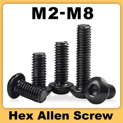 Wholesale Grade 10.9 Black Carbon Steel Hex Screws Round Head Hexagonal Allen Bolts Thread Metal Machine Screw M2M2.5M3M4M5M6M8